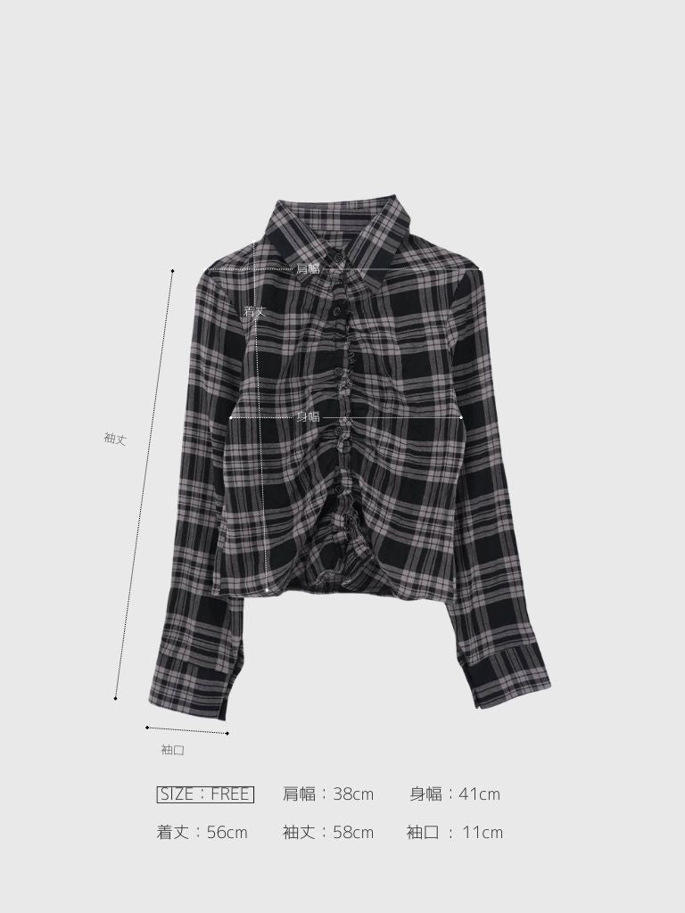 check frill blouse shirt