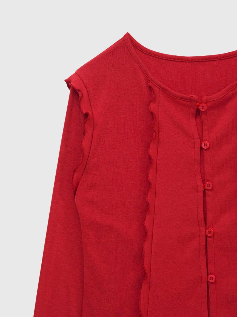 frill trim cardigan
