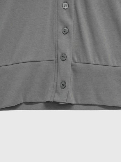 high neck twist button cardigan