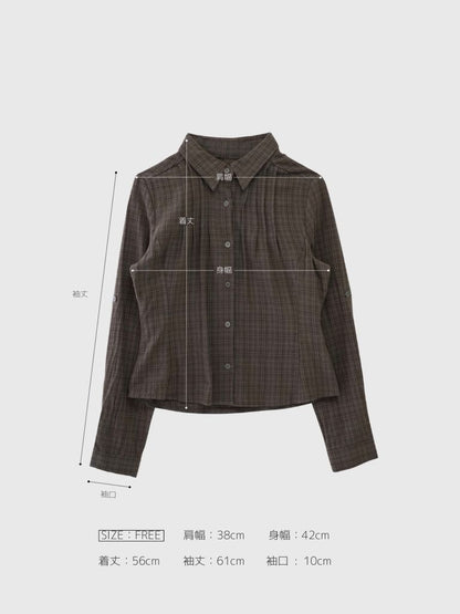 sleeve detail check shirt