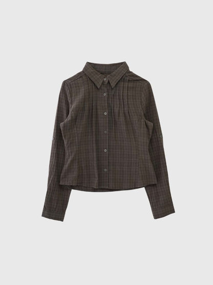 sleeve detail check shirt