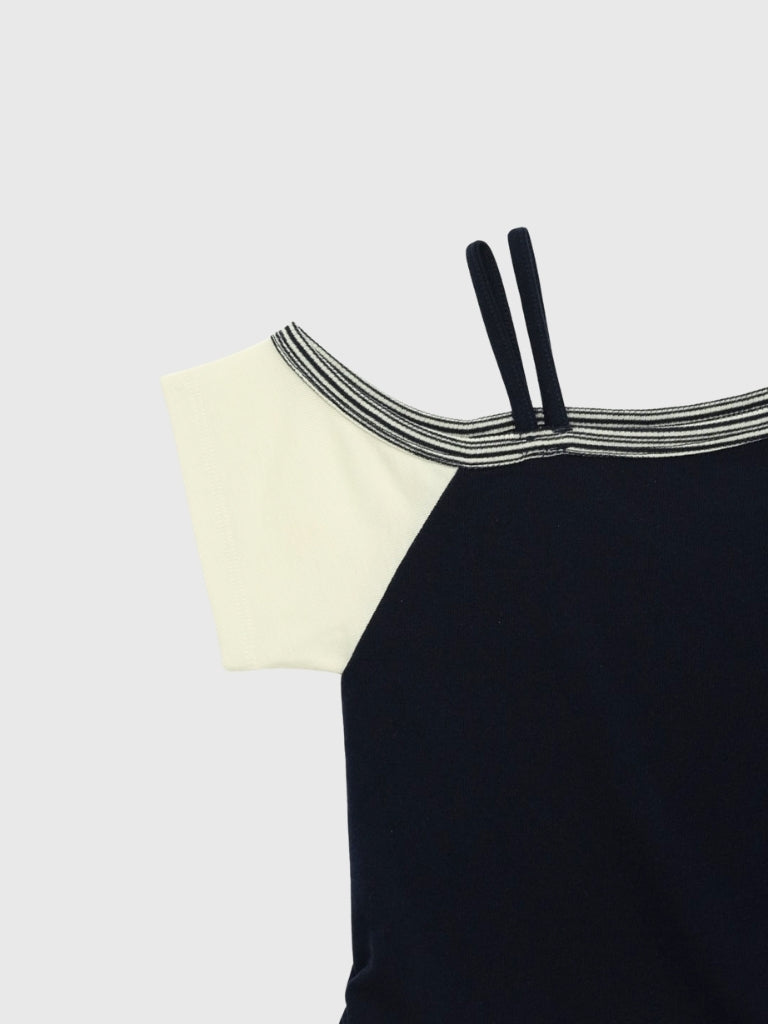 contrast one shoulder tops
