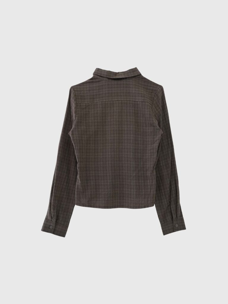 sleeve detail check shirt