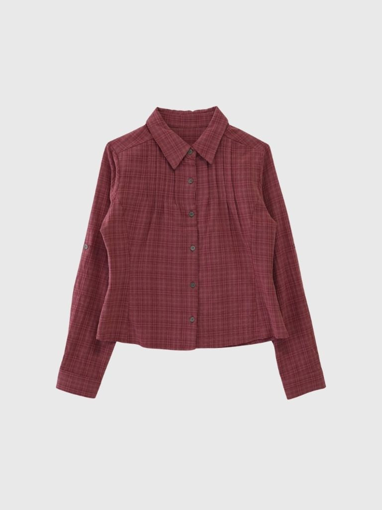 sleeve detail check shirt