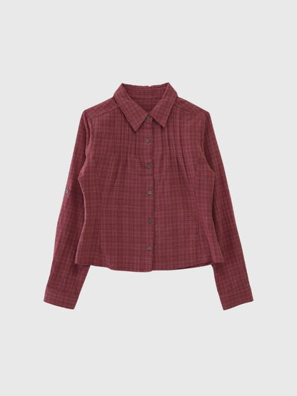 sleeve detail check shirt
