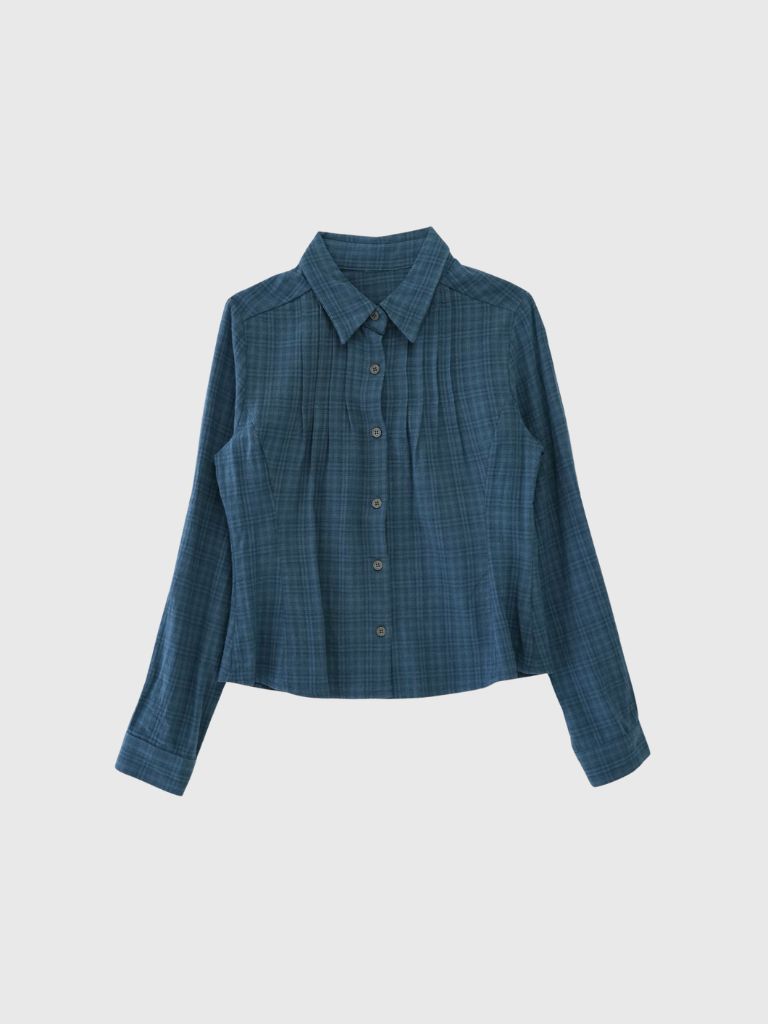 sleeve detail check shirt