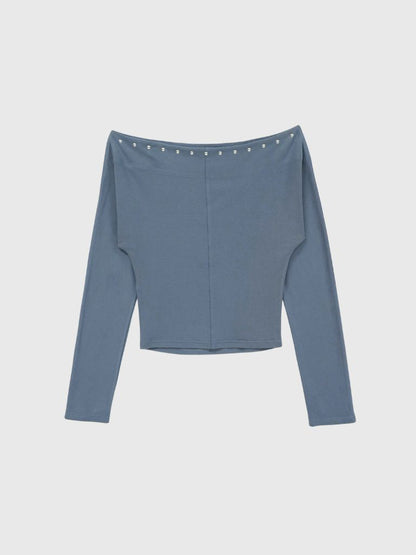 studs detail off shoulder tops