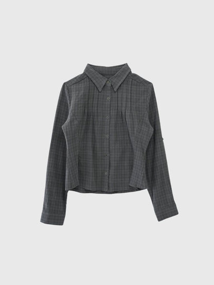 sleeve detail check shirt