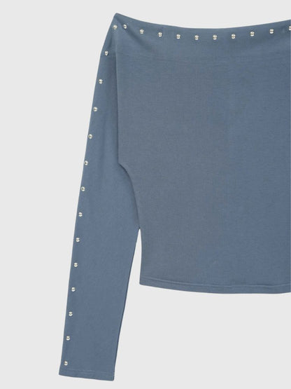 studs detail off shoulder tops