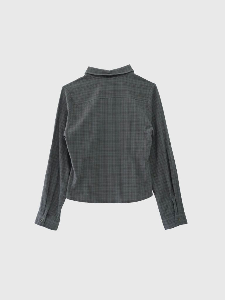 sleeve detail check shirt