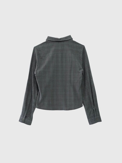 sleeve detail check shirt