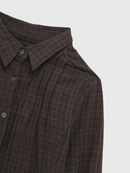 sleeve detail check shirt