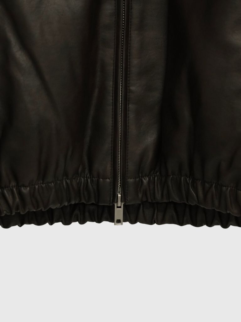 cropped hooded leather jacket