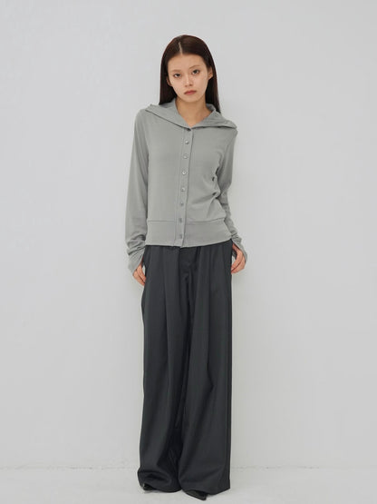 high neck twist button cardigan