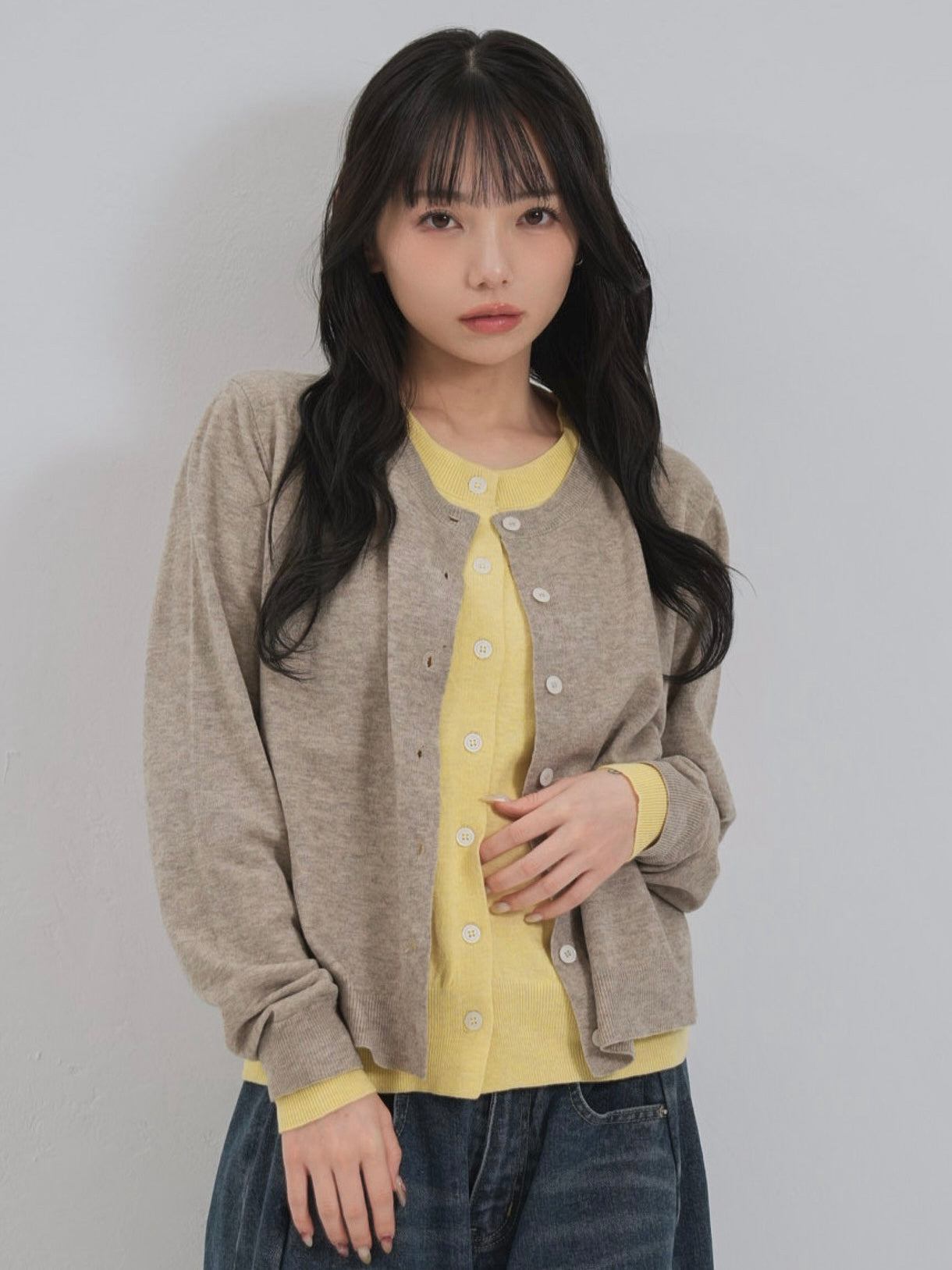 layered panel cardigan