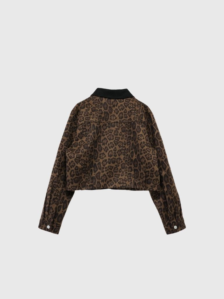 leopard collar blouson