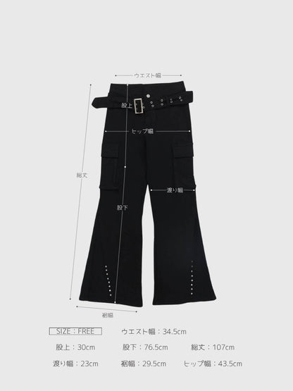 belt stud bootcut pants