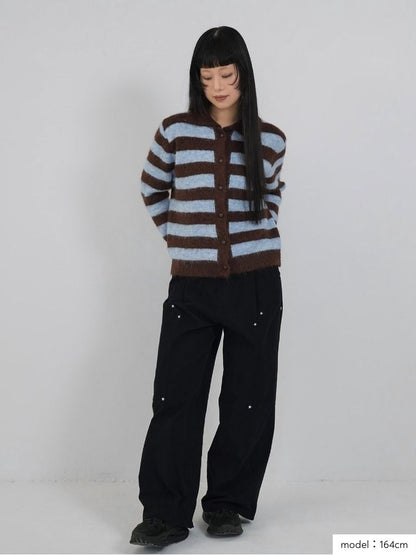 border color knit cardigan