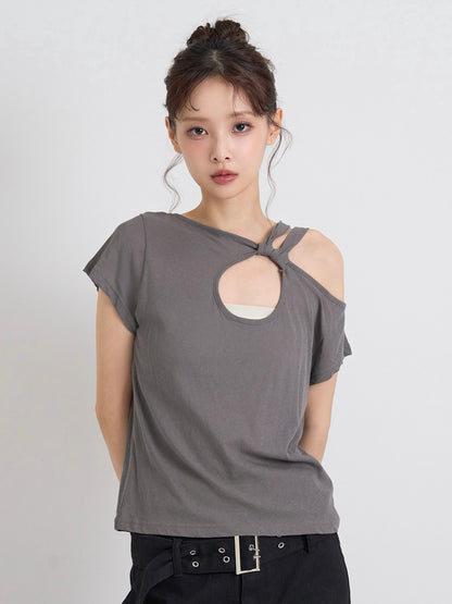 one shoulder cut tops