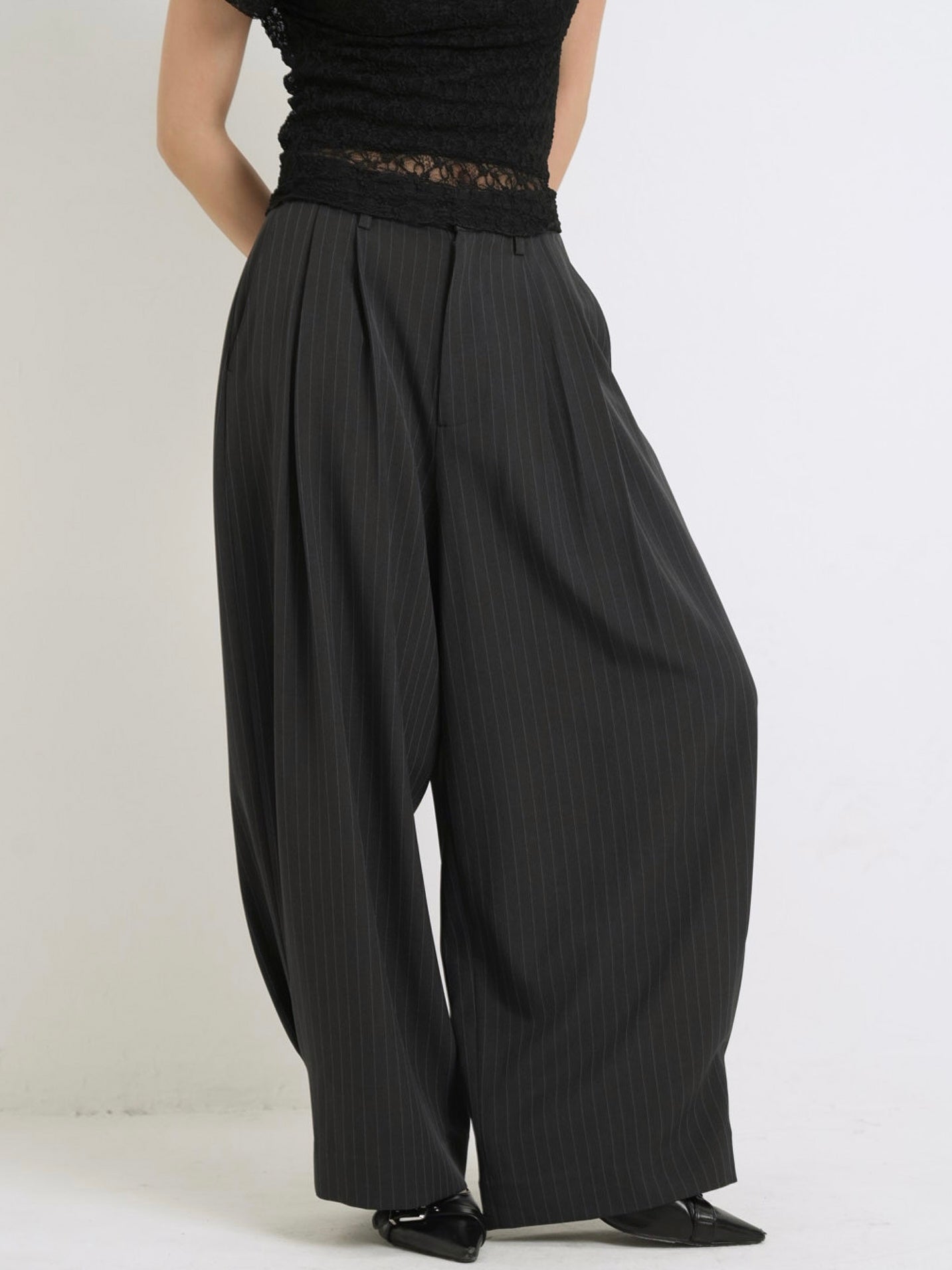 wide stripe tuck pants – enewdnina