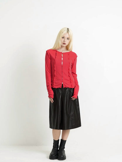 frill trim cardigan