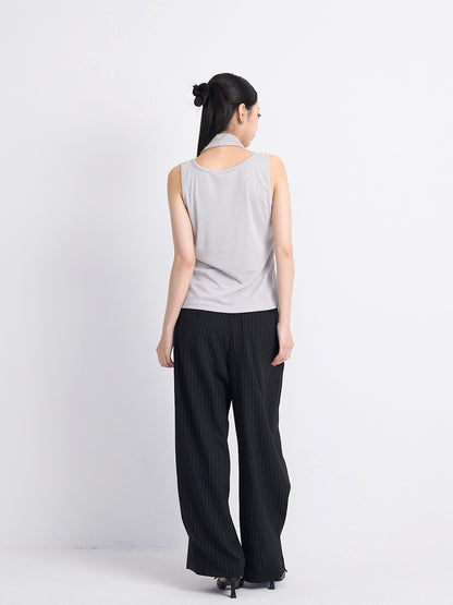 wide stripe tuck pants