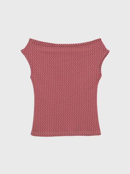 gingham off shoulder tops
