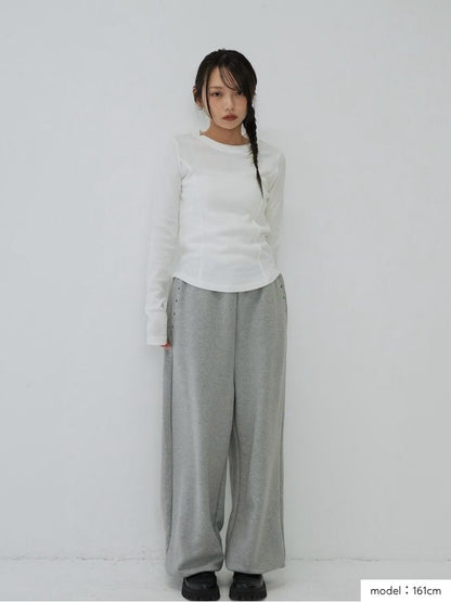 eyelet wide sweat pants