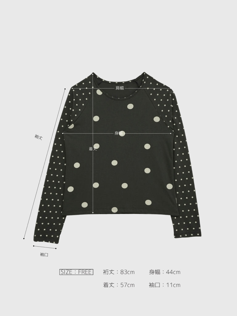 dot mix raglan tops