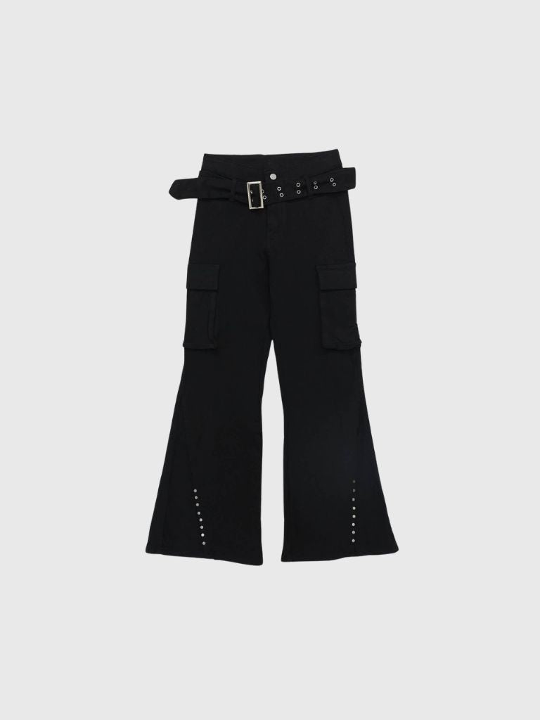 belt stud bootcut pants