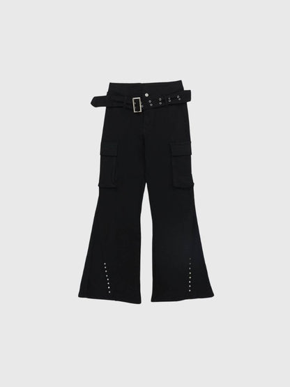 belt stud bootcut pants
