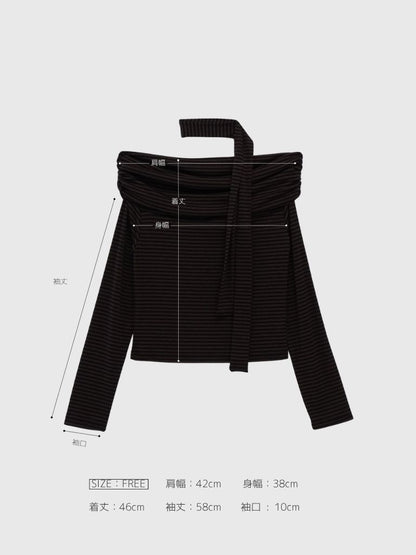 border offshoulder scarf tops