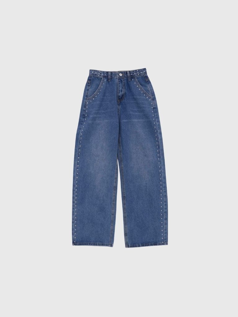 curve studs denim pants