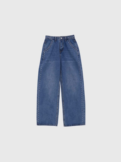 curve studs denim pants