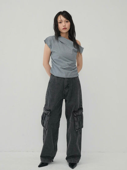 asym check blouse