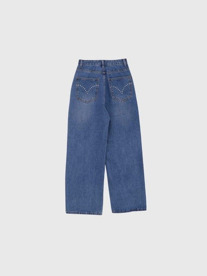 curve studs denim pants