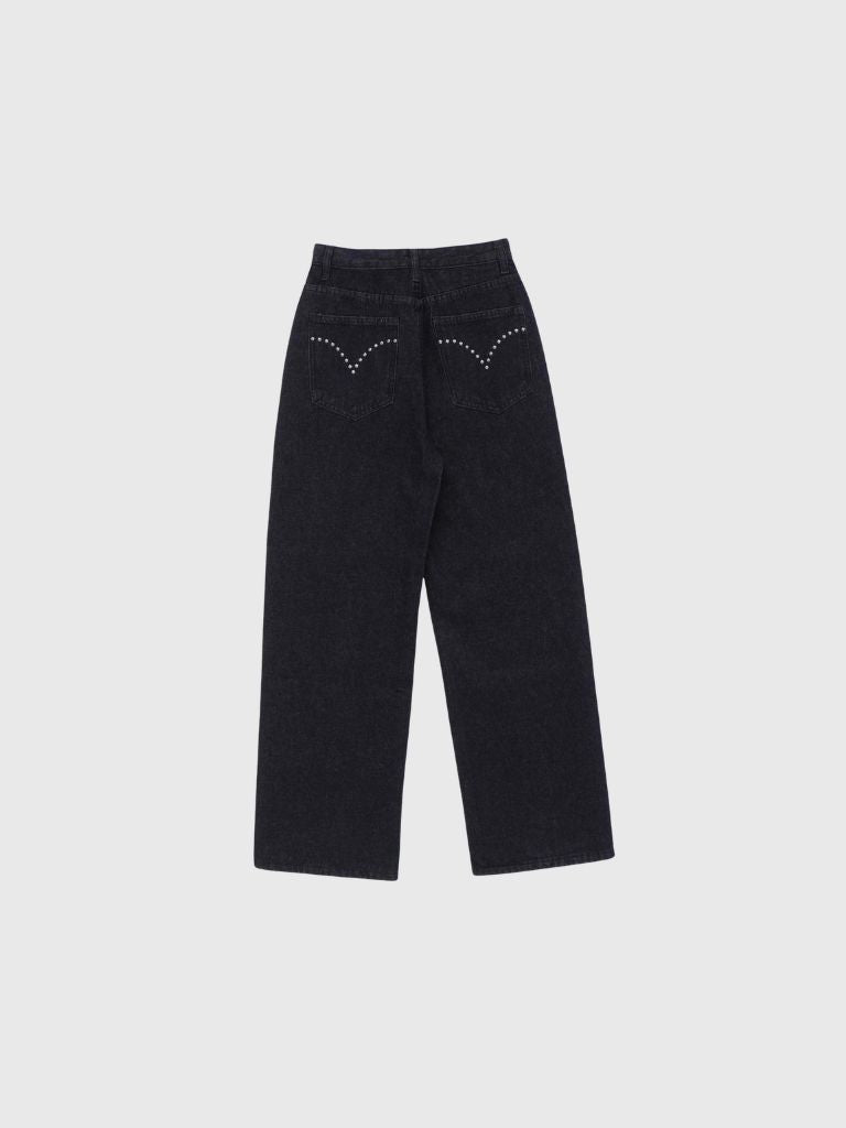 curve studs denim pants