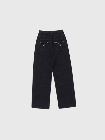 curve studs denim pants