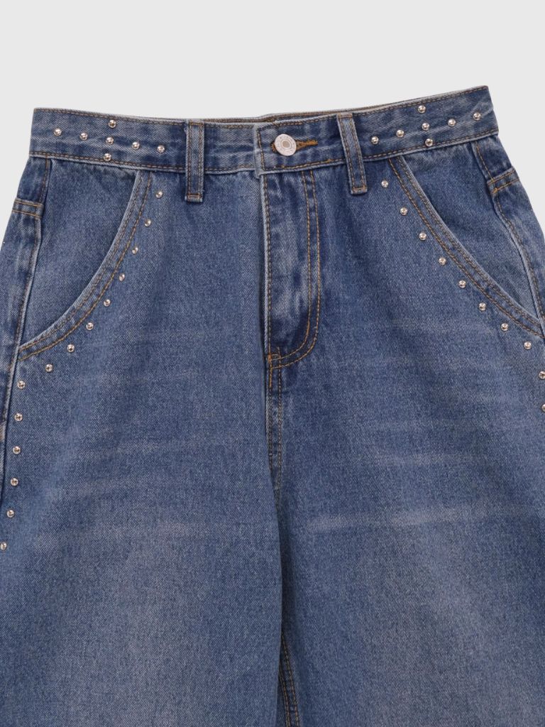 curve studs denim pants