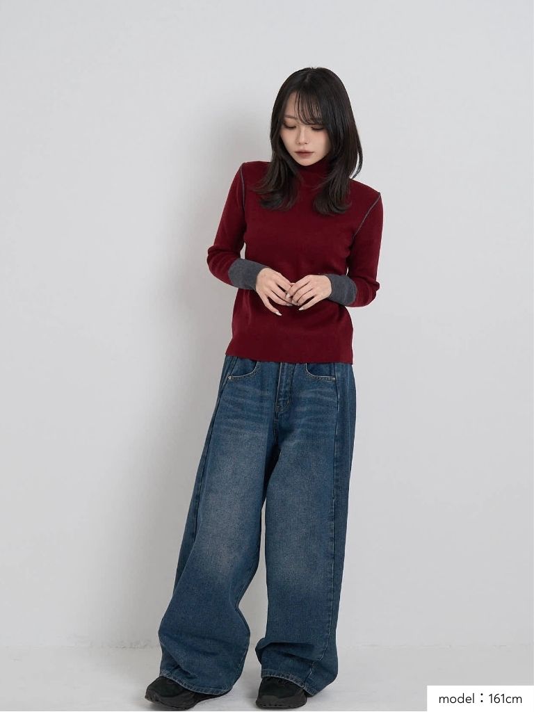 color point turtleneck knit