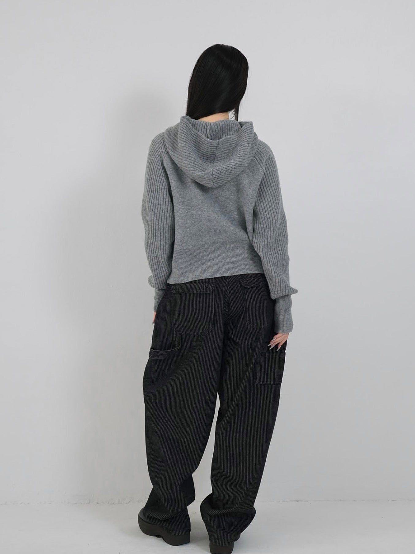 high-neck button knit cardigan