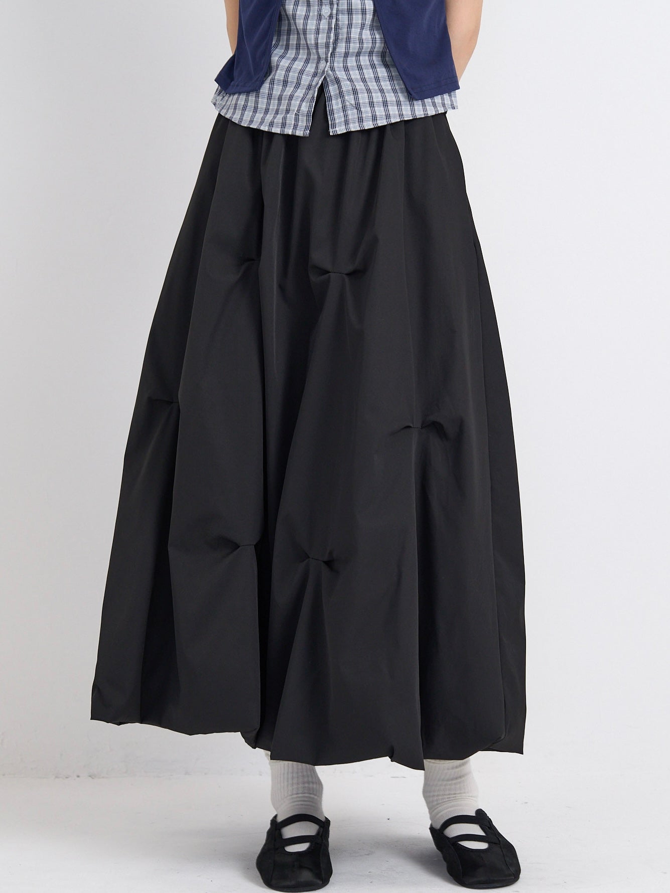 pintuck balloon skirt