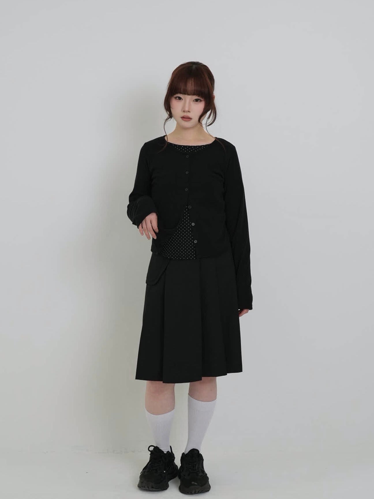 dot inner layered cardigan