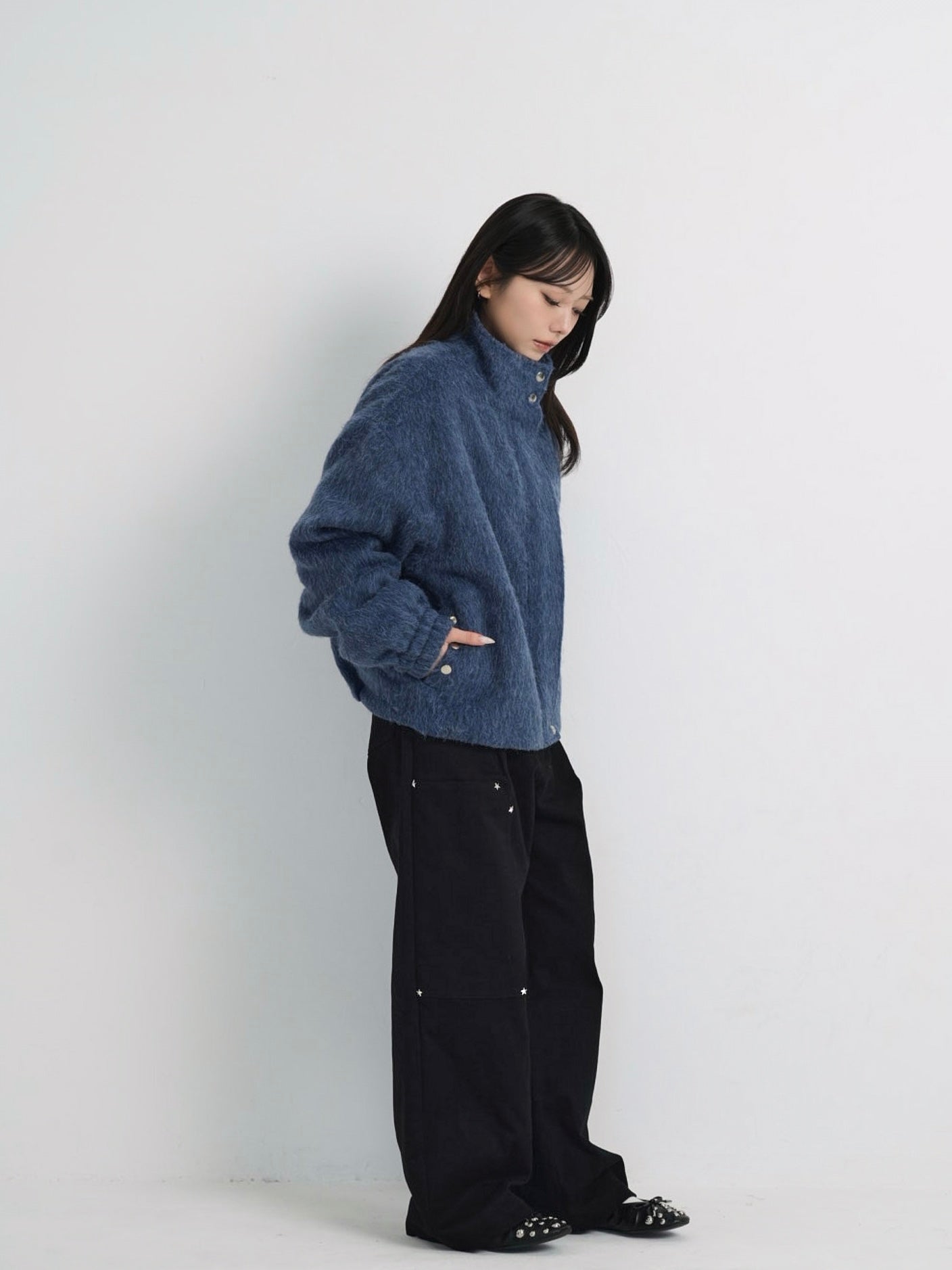 mohair snap blouson