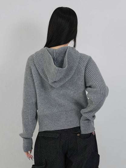 high-neck button knit cardigan