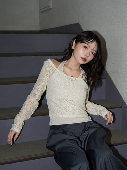 layered lace halter tops
