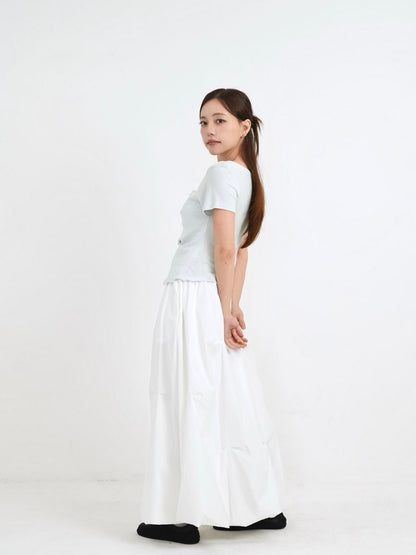 pintuck balloon skirt