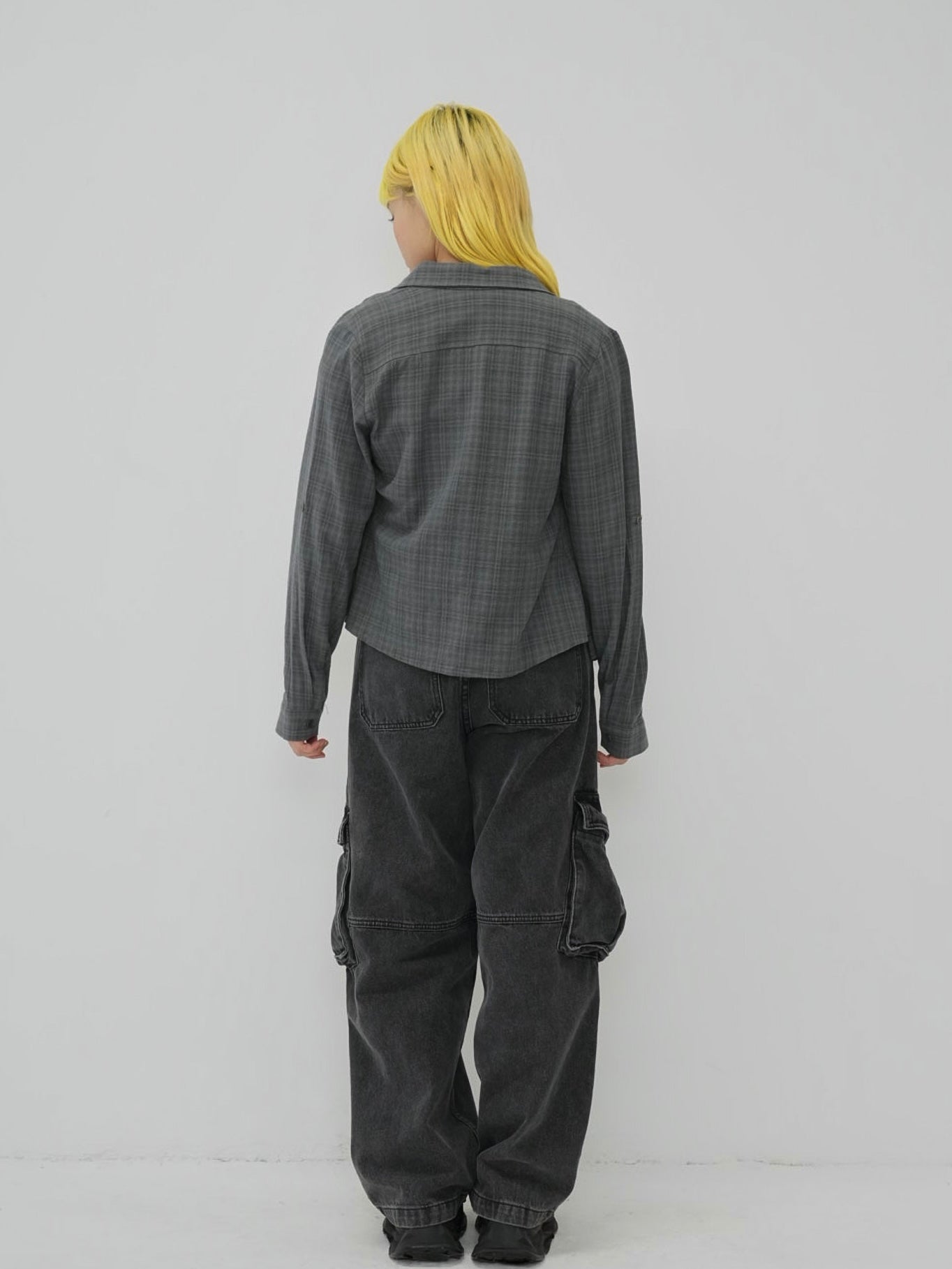 sleeve detail check shirt
