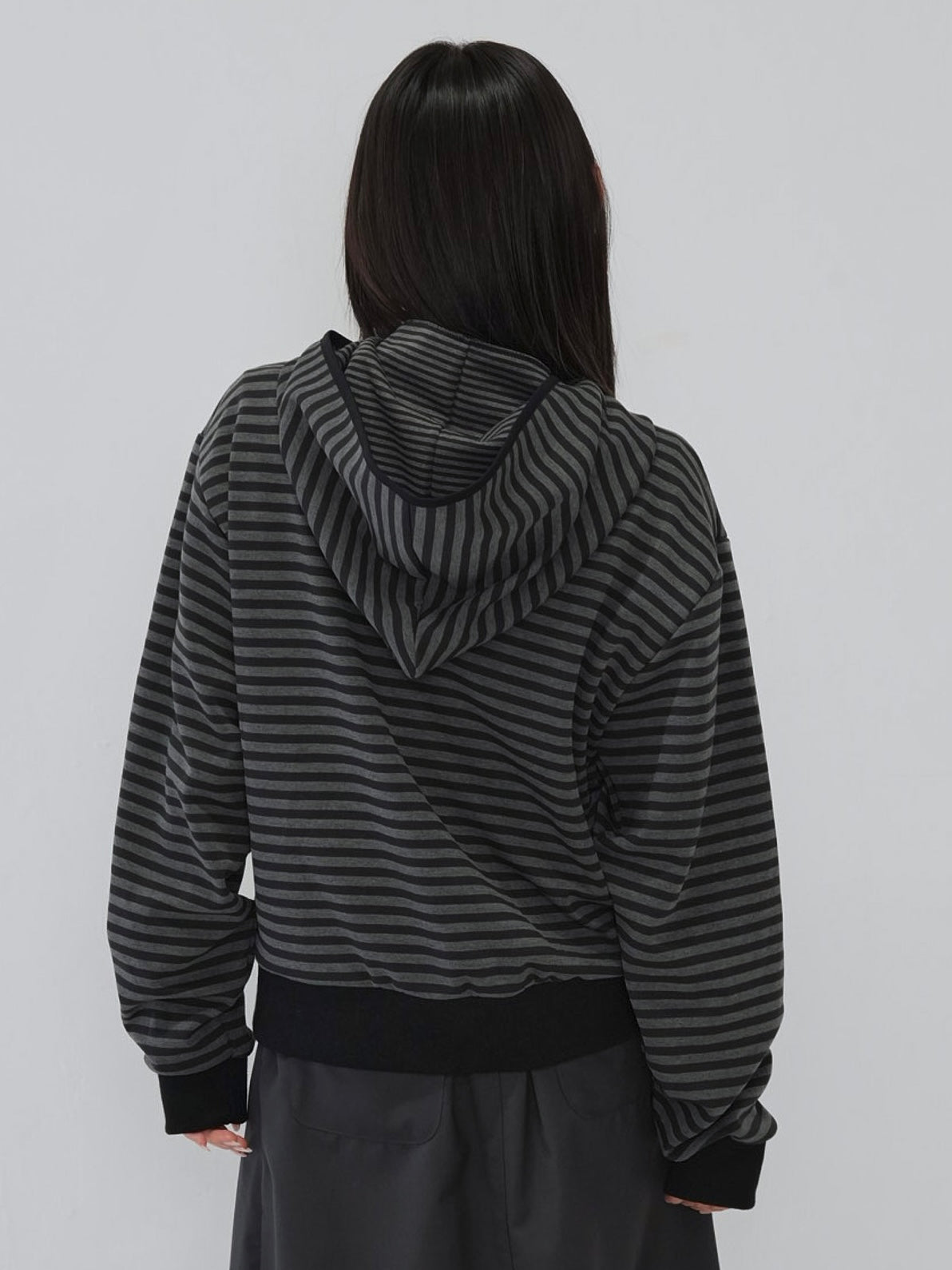 stripe pattern zip hoodie