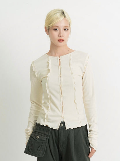 frill trim cardigan